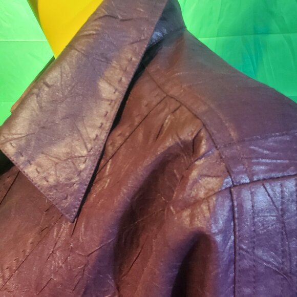 Marie claire women's long sleeves shirt leather effects button down crimson red - Picture 2 of 12